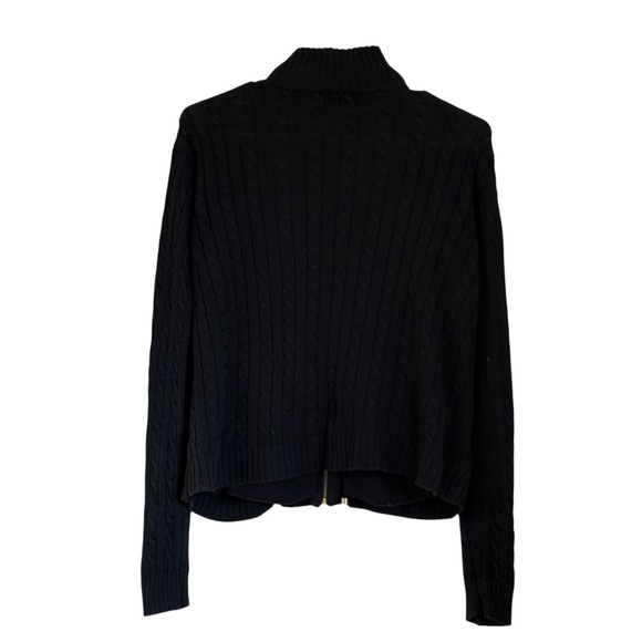 Lauren Ralph Lauren Navy Womens Zip Cardigan Cable Knit Gold Crest Size Medium - Picture 6 of 7